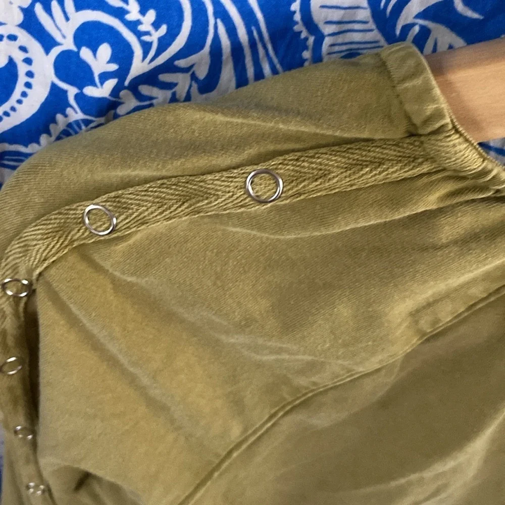 Free People chartreuse button-down jersey top size XS
